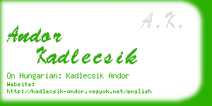 andor kadlecsik business card